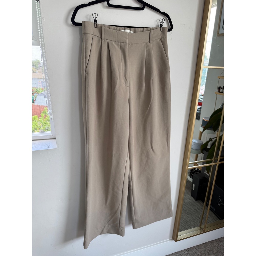 Abercrombie & Fitch Wide Leg Tailored Trousers Beige 30/10